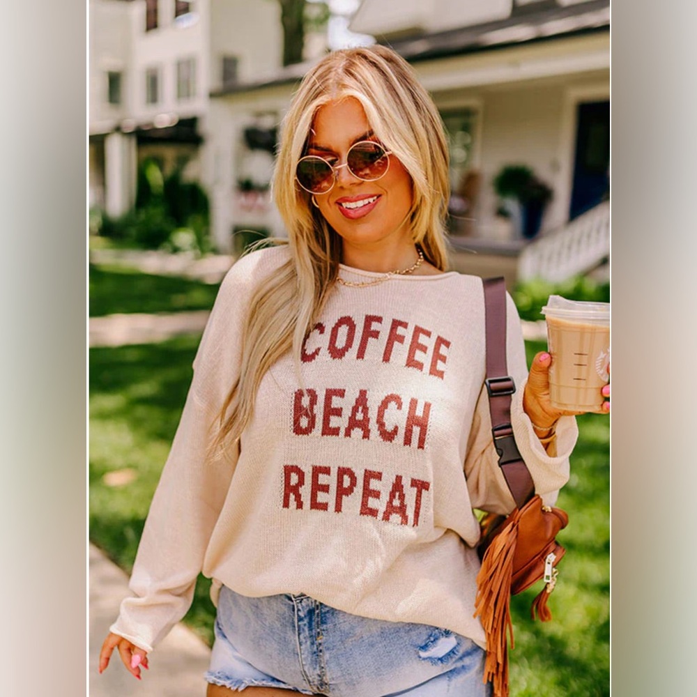 Impressions Coffee Beach Repeat Sweater -2X